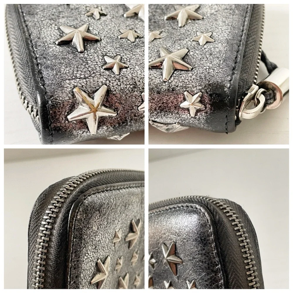Jimmy Choo metallic leather stars long zip wallet